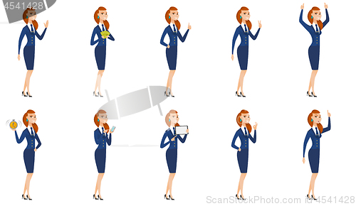 Image of Vector set of stewardess characters.