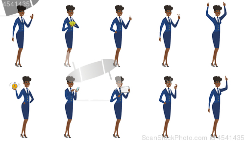 Image of Vector set of stewardess characters.