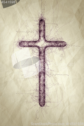 Image of holy cross ballpoint pen scribble