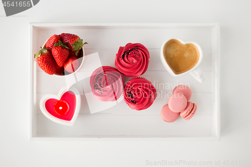 Image of close up of red sweets for valentines day