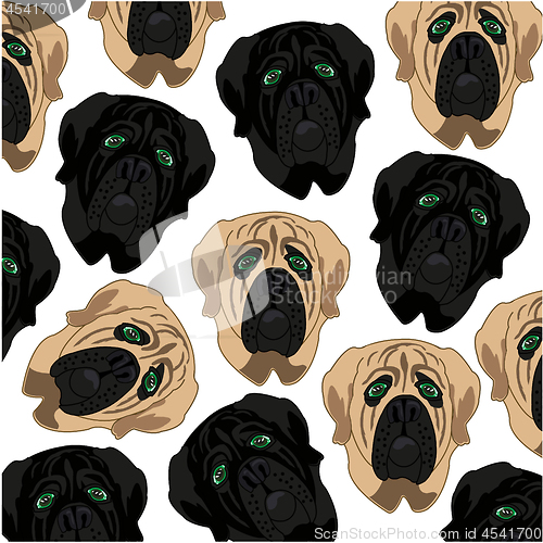 Image of Vector illustration of the decorative pattern of the mug of the dog mastiff