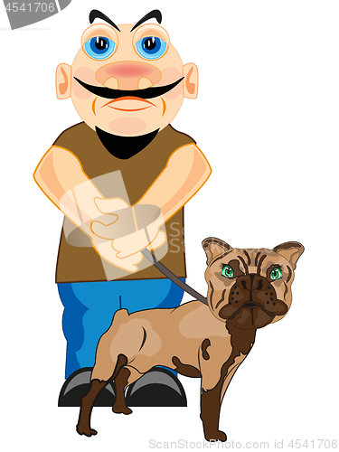 Image of Vector illustration men with dog of the sort bulldog