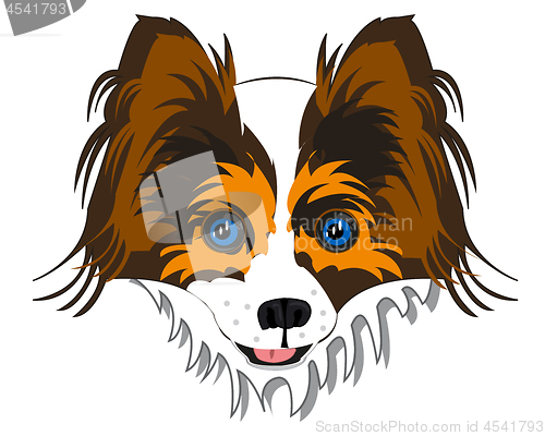 Image of Vector illustration of the portrait of the dog papillon