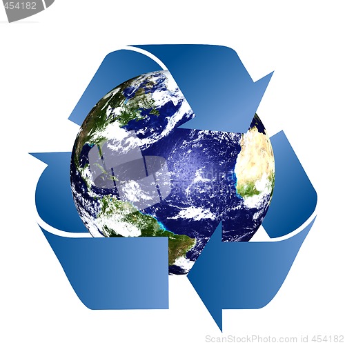 Image of Planet Earth with Recycle Symbol