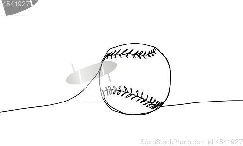 Image of Baseball ball vector illustration on a white background. Continuous line drawing style.