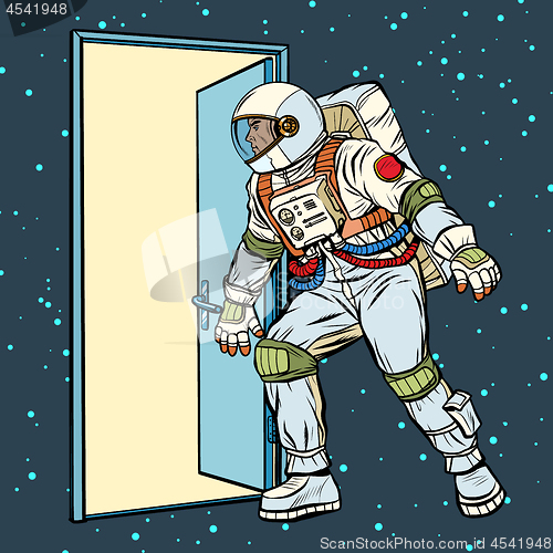 Image of astronaut opens the door to space