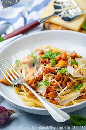 Image of Pasta with wild chanterelles and parmesan.