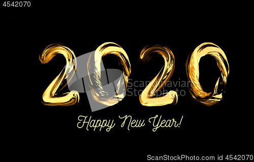 Image of Golden 3d text 2020. Congratulations on the new year 2020