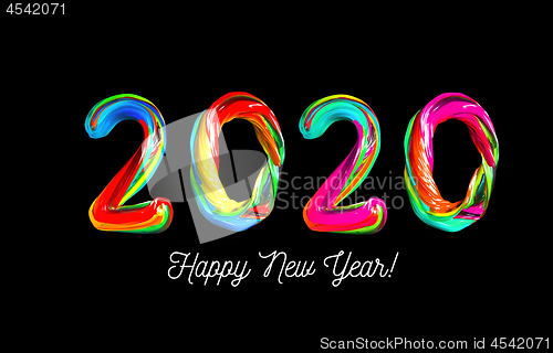 Image of Colorful 3d text 2020. Congratulations on the new year 2020