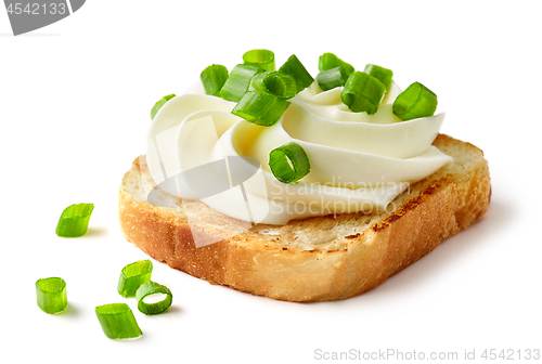 Image of toasted bread with cream cheese