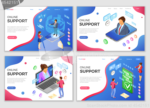 Image of Isometric Online Customer Support Templates