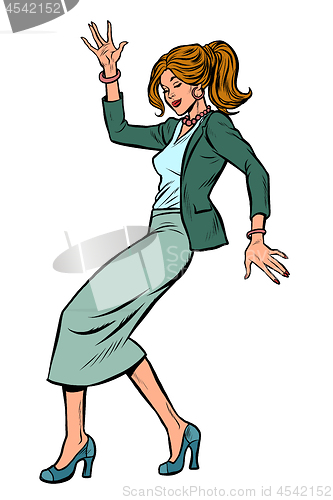 Image of Dancing business woman. Disco dance club music