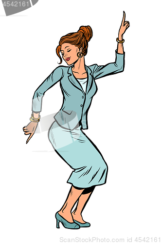 Image of Dancing business woman. Disco dance club music