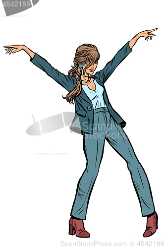 Image of Dancing business woman. Disco dance club music