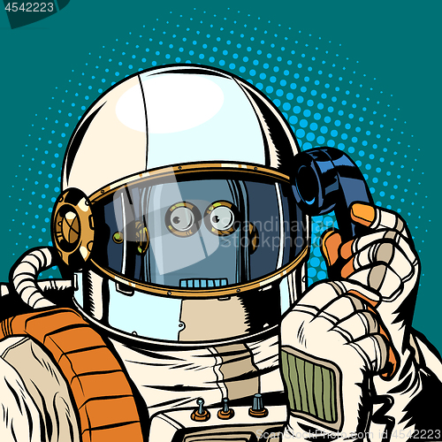 Image of Robot astronaut talking on the phone