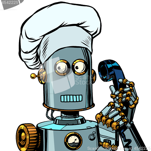 Image of The robot cook takes the order menu, food delivery