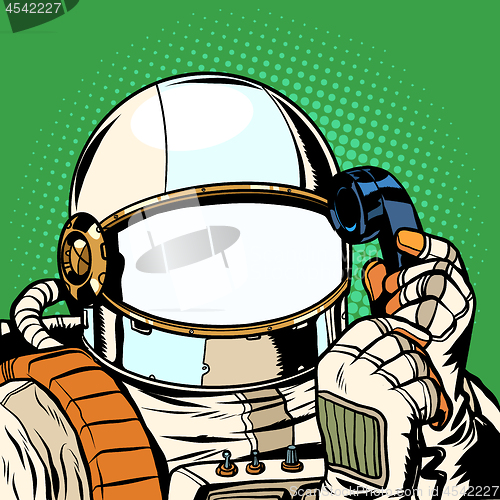 Image of The astronaut is talking on the phone. empty spacesuit template