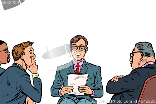 Image of business presentation, a man makes a report