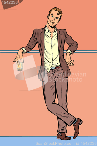 Image of Dandy man with a glass of alcohol