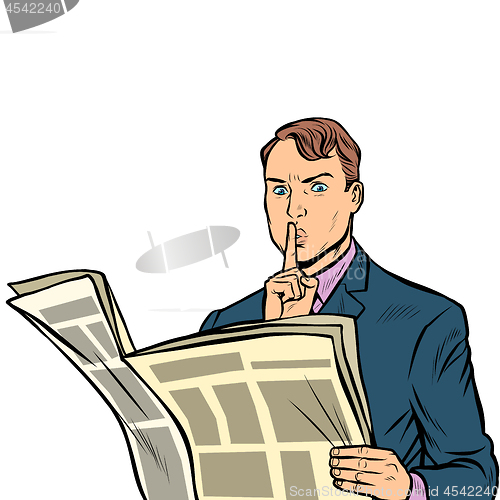 Image of media censorship. man reading a newspaper