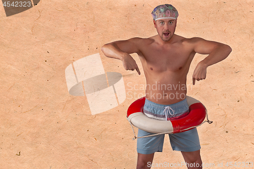 Image of Portrait of a Shirtless Man , Studio Shot