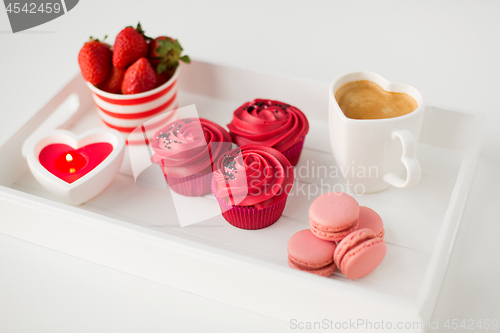 Image of close up of red sweets for valentines day