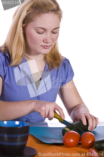 Image of Beautiful Girl Preparing Food