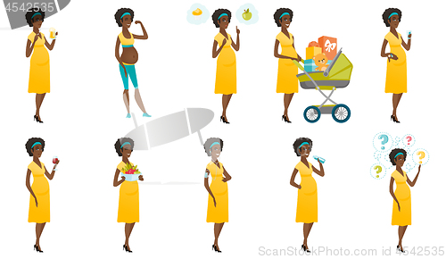 Image of Vector set of illustrations with pregnant women.