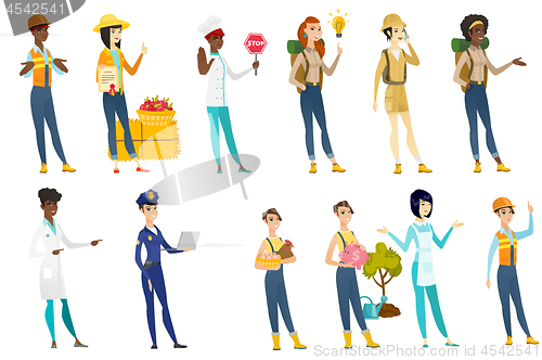 Image of Professional women vector illustrations set.