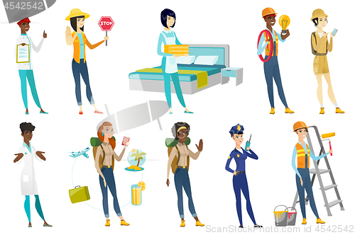 Image of Professional women vector illustrations set.