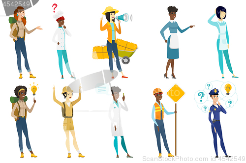 Image of Professional women vector illustrations set.