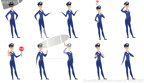 Image of Vector set of police woman characters.