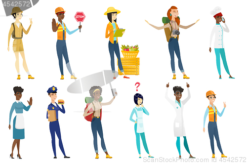 Image of Professional women vector illustrations set.