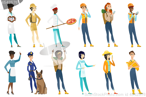 Image of Professional women vector illustrations set.