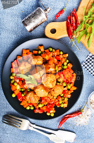 Image of vegetables with meatballs