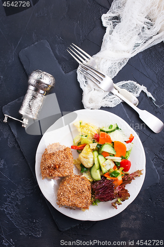 Image of homemade meat cutlet cordon bleu