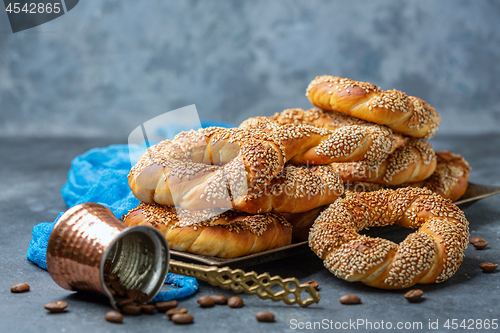 Image of Turkish Simit Bagels with sesame seeds.