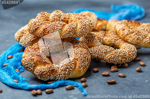 Image of Traditional Turkish bagels close up.