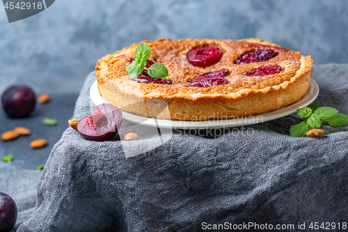 Image of Plum and almond frangipani pie.