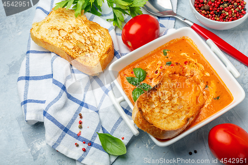 Image of Homemade tomato soup.