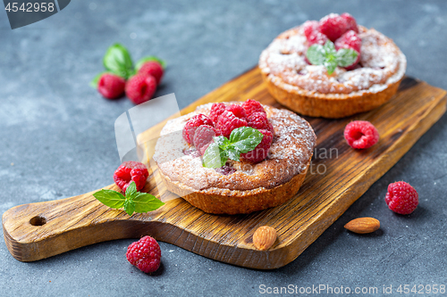 Image of Delicious raspberry mini tarts (tartlets).