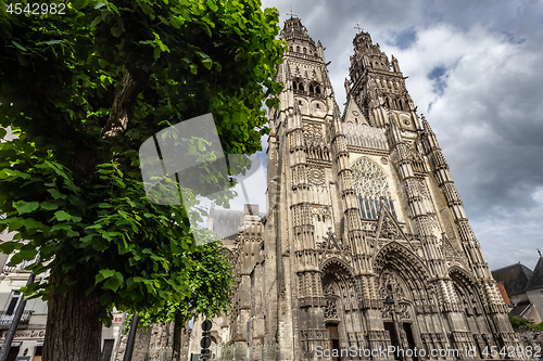 Image of Full facade of cathedral of saint-Gatien in Tours