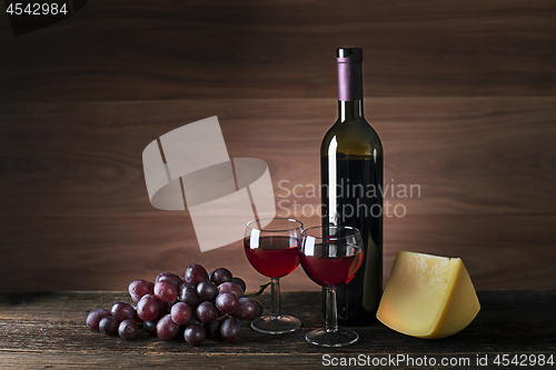 Image of Wine bottle and glasses