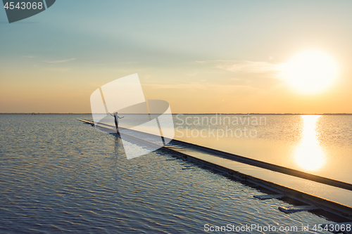 Image of Beauty sunset on salty lake