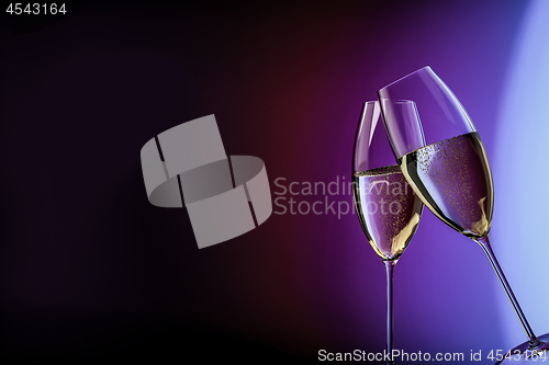 Image of champagne glasses happy birthday clink glasses