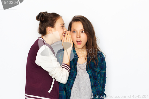 Image of teenage girls gossiping or sharing secrets