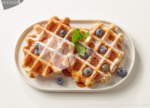 Image of plate of belgian waffles dessert