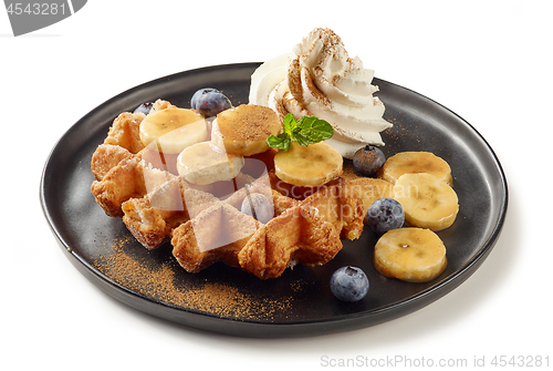 Image of plate of belgian waffles dessert