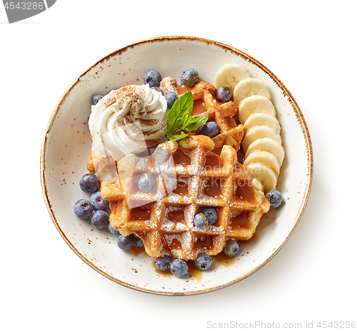 Image of plate of belgian waffles dessert