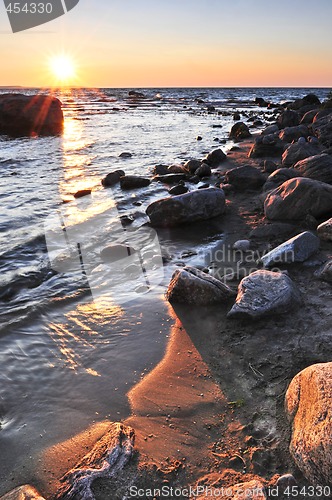 Image of Sunset over water